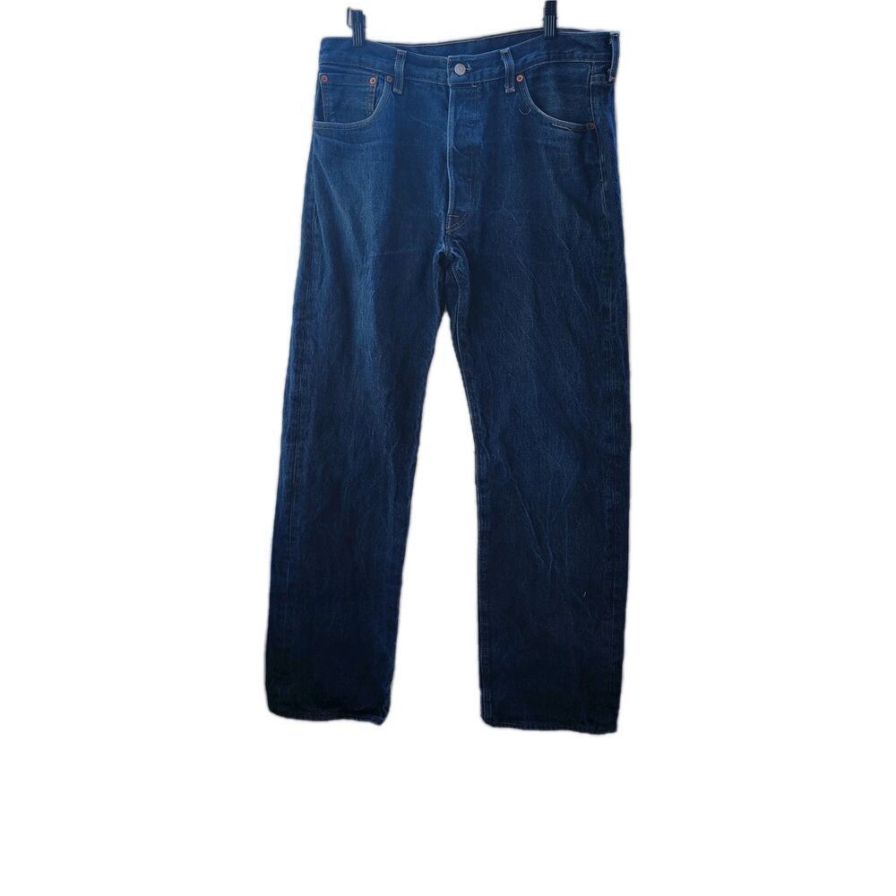 Levi's 501 Jeans Dark‎ Blue Wash Men's Size 36/34 Straight Leg Cotton Button-Up